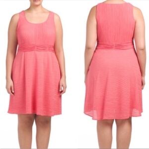 🍀 3/$30 Adrianna Papell NWT gauze pink coral plus size dress 3X